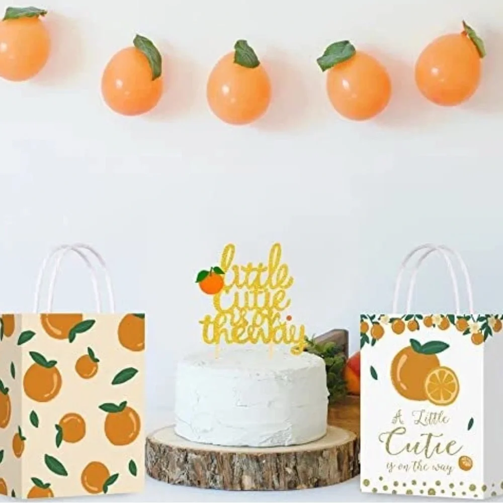 Little Cutie Citrus Orange Party Favor Bags – 18 Pack Thank You Gift Bags Baby